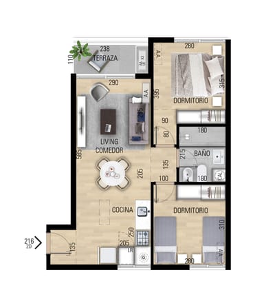 VENTA APARTAMENTO 2 DORMITORIOS EN POZO EN PRADO