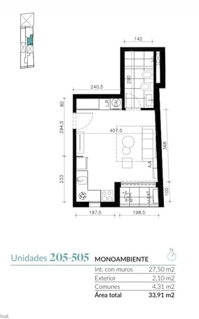 Venta monoambiente en Cordón