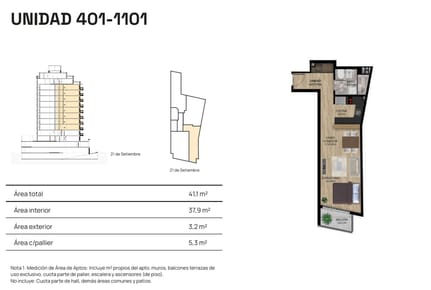 VENTA MONOAMBIENTE BALCON PUNTA CARRETAS POZO
