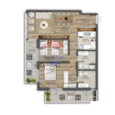 VENTA DEPTO 2 DORM POCITOS NUEVO CON TERRAZAS