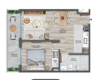VENTA 1 DORMITORIO CORDON CON TERRAZA