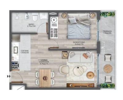 VENTA 1 DORMITORIO CORDON CON TERRAZA