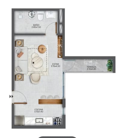 VENTA MONOAMBIENTE CORDON CON TERRAZA