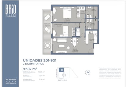 VENTA DEPTO 2 DORM CON  AMPLIA TERRAZA