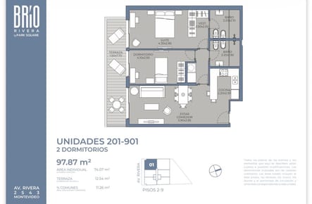 VENTA DEPTO 2 DORM CON GRAN BALCON