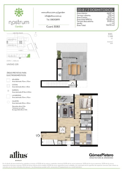 VENTA 2 DORMITORIOS NOSTRUM GARDEN PRADO AZOTEA EX
