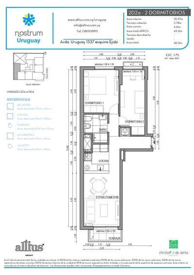 VENTA APTO 2 DORMITORIO CENTRO TERRAZA