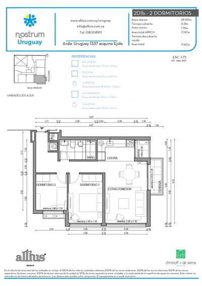 VENTA APTO 2 DORMITORIO CENTRO TERRAZA