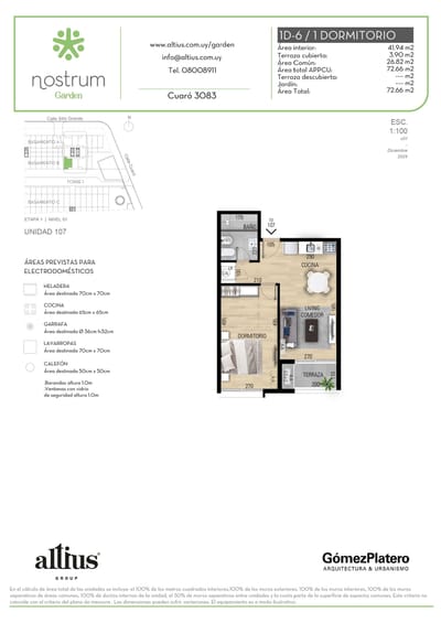 VENTA 1 DORMITORIO NOSTRUM GARDEN PRADO