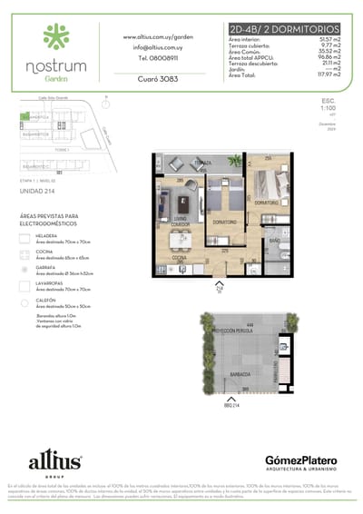 VENTA 2 DORMITORIOS NOSTRUM GARDEN PRADO AZOTEA EX