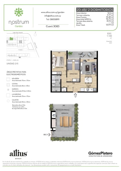 VENTA 2 DORMITORIOS NOSTRUM GARDEN PRADO AZOTEA EX