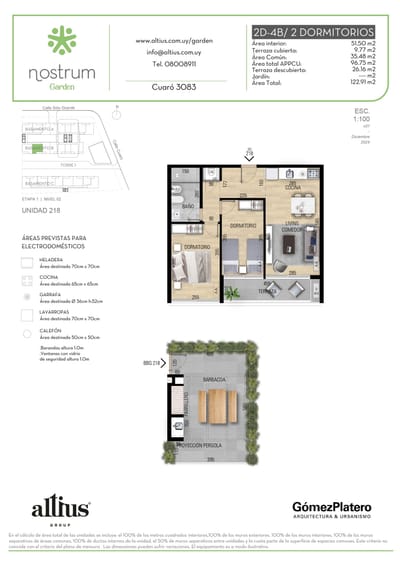 VENTA 2 DORMITORIOS NOSTRUM GARDEN PRADO AZOTEA EX