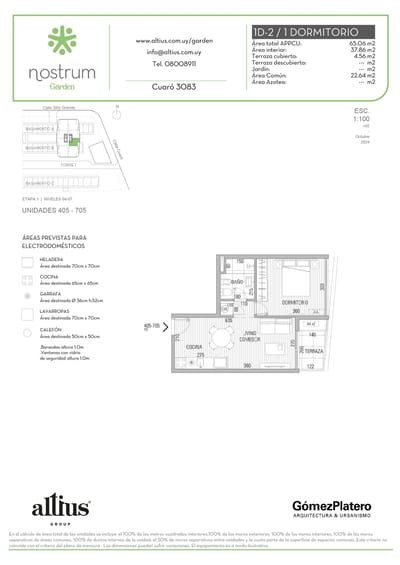 VENTA APARTAMENTO 1 DORMITORIO NOSTRUM GARDEN