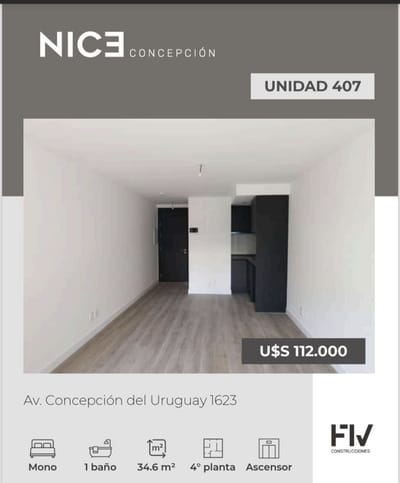 Venta Apartamento MONOAMBIENTE  MALVIN a estrenar