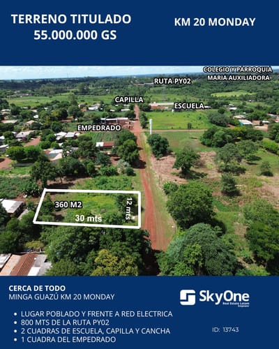 en venta terreno titulado a la venta en km 20 monday.