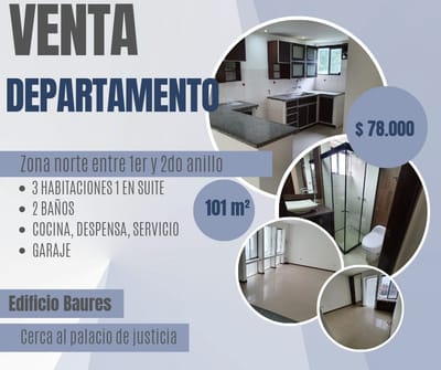 DEPARTAMENTO EN VENTA DE 3 DORMITORIOS ZONA NORTE
