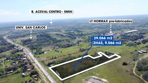 Venta. Km 39.Terreno sobre Ruta Transchaco. COSTA. Distrito BENJAMIN ACEVAL