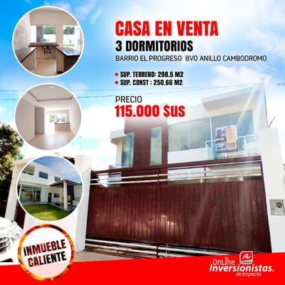 Hermosa Casa en Venta a estrenar 8vo anillo cambodromo