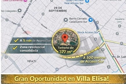 TERRENO- VENTA-VILLA ELISA-CENTRAL