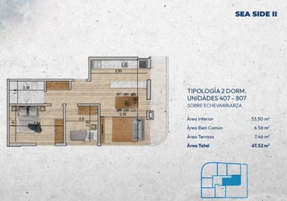 Se vende / Apartamento de dos dormitorios con balcón en Pocitos