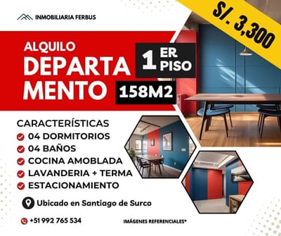 DEPARTAMENTO PRIMER PISO - 158M² - 4 DORMITORIOS - 4.5 BAÑOS - TRATO DIRECTO