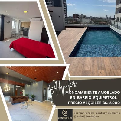 A SOLO BS. 2.900, MONOAMBIENTE AMOBLADO EN ALQUILER.B.EQUIPETROL