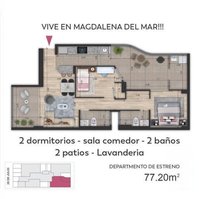 Departamento de estreno primer piso - Proyecto frente a Boulevard en Magdalena