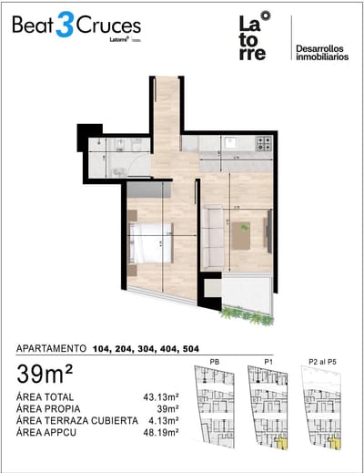 J.S. Venta 1 dormitorio beat tres cruces terraza garaje