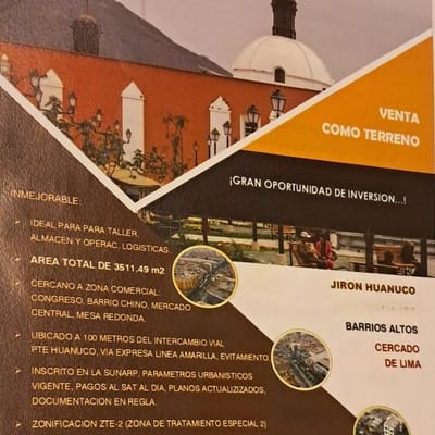 SE VENDE TERRENO DE MTS EN CENTRO LIMA CERCADO COMERCIAL  SUPER OCASION