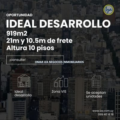 Venta terreno centro. 3 padrones edificio Zona VIS 10 pisos