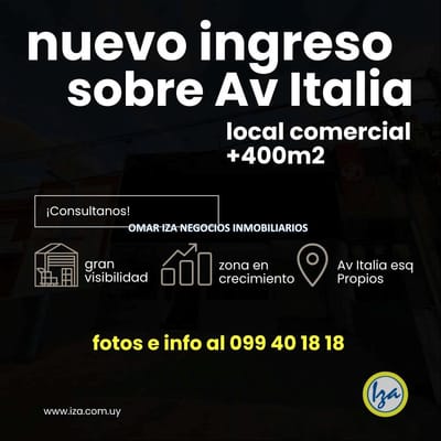 Alquiler local comercial Av Italia esq Propios.