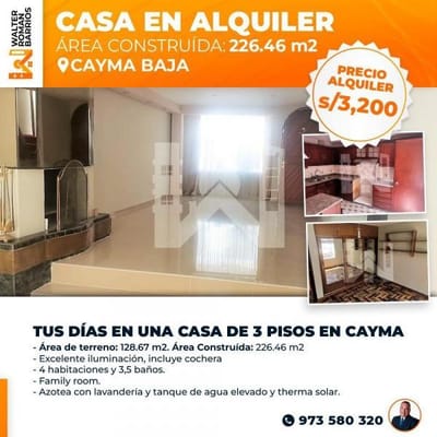 VIVE SEGURO Y FELIZ EN ACOGEDORA CASA EN ALQUILER EN CAYMA BAJA