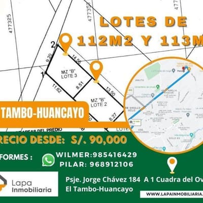 Se vende 02 Lotes en Aza - El tambo-Huancayo