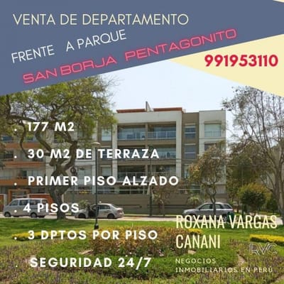 VENTA DEPARTAMENTO EN SAN BORJA PENTAGONITO  M HERMOSA TERRAZA