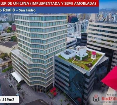 ALQUILER DE OFICINA IMPLEMENTADA Y SEMI AMOBLADA m  SAN ISIDRO