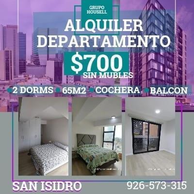 ALQUILO DEPARTAMENTO ESTRENO  EN SAN ISIDRO  DORM  cochera  VISTA A CALLE CON BALCON COCHERA
