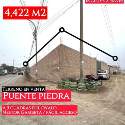 SE VENDE  M DE TERRENO EN PUENTE PIEDRA CON  NAVES INCLUIDAS