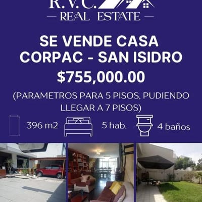 SE VENDE CASA  CORPAC SAN ISIDRO