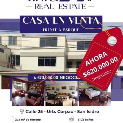 CASA EN VENTA CORPAC  SAN ISIDRO