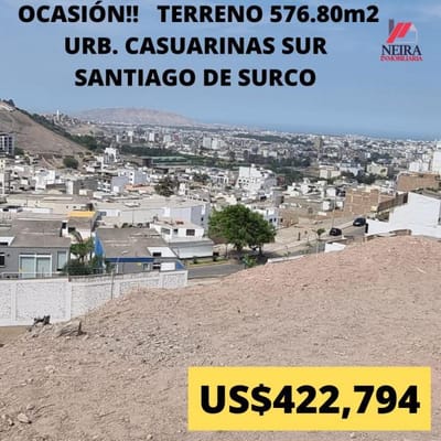 Espectacular terreno con vista a la ciudad   Surco