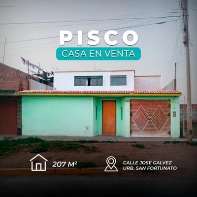 AMPLIA CASA DE DOS PISOS EN PISCO