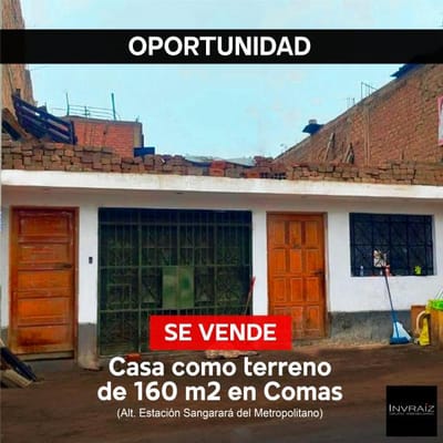 SE VENDE CASA COMO TERRENO EN COMAS
