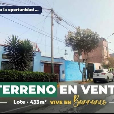 OCASION TERRENO EN BARRANCO PARA PROYECTOS INMOBILIARIOS