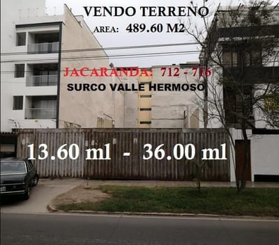 SE VENDE TERRENO EN LA MEJOR ZONA URBANIZACIN VALLE HERMOSO SANTIAGO DE SURCO
