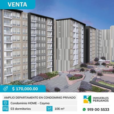 EN VENTA Depa en do piso de Condominio Home Cayma