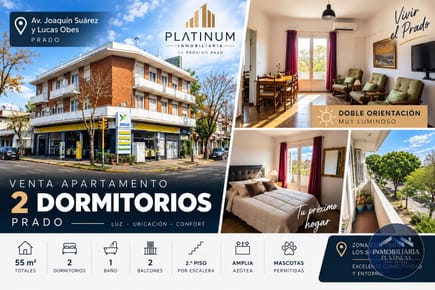 Apartamento 2 Dormitorios en Prado | Esquina, 2 Balcones y Muy Luminoso