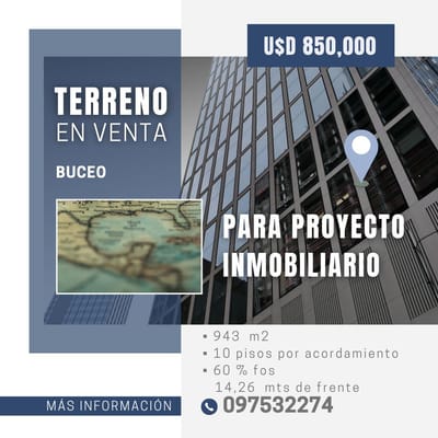 Terreno en venta de 943m2 ubicado en Buceo