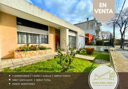 RESERVADA - Oportunidad en Prado: Casa con 3 dorm, fondo y garaje en P Único
