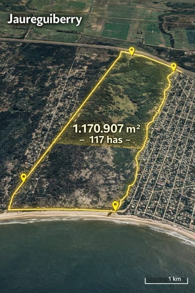Exclusivo terreno de 117 HECTAREAS EN LA COSTA DE CANELONES sobre la playa