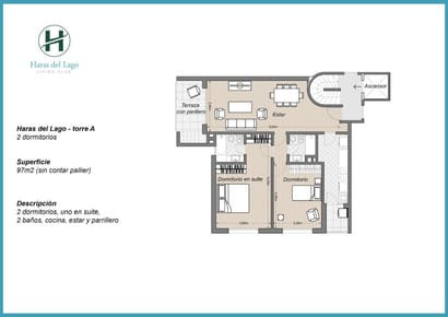 Apartamento en alquiler de 2 dormitorios y cochera en Haras del lago (traspaso)